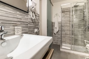Regadera, secadora de cabello, bidet, toallas