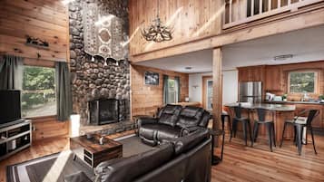 TV, fireplace, offices