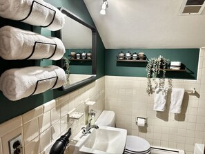 Sèche-cheveux, serviettes fournies