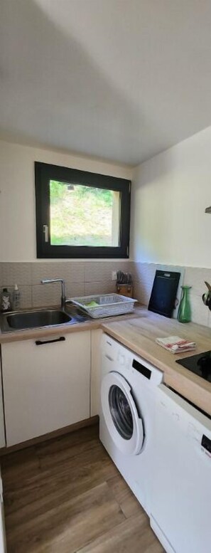 Réfrigérateur, micro-ondes, plaque de cuisson, lave-vaisselle