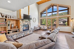 TV, fireplace - Holiday Stays Available! Ski-in/Ski-Out Home on Big Mountain! Private Hot Tub! (Whitefish)