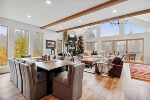 TV connectée, cheminée, chaîne hi-fi