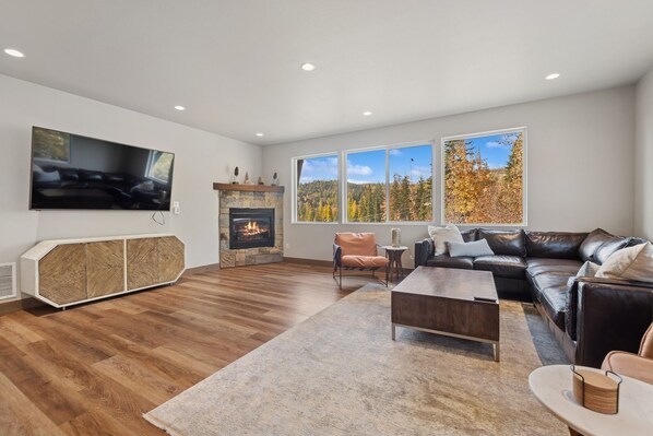 スマートテレビ、暖炉、書斎 / ワークスペース