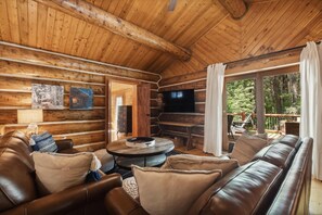 スマートテレビ、暖炉、書庫