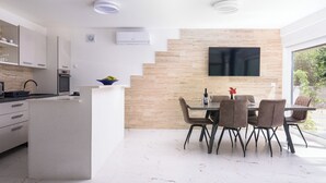 Apartment (A2) | Private kitchen | Espresso maker, fridge, oven, stovetop - Apartments Sky (Trogir)