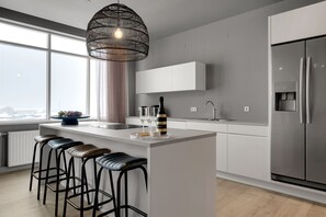 Apartment, 4 Bedrooms | Private kitchen | Fridge, microwave, oven, dishwasher - Gagginn Siglo (Siglufjörður)