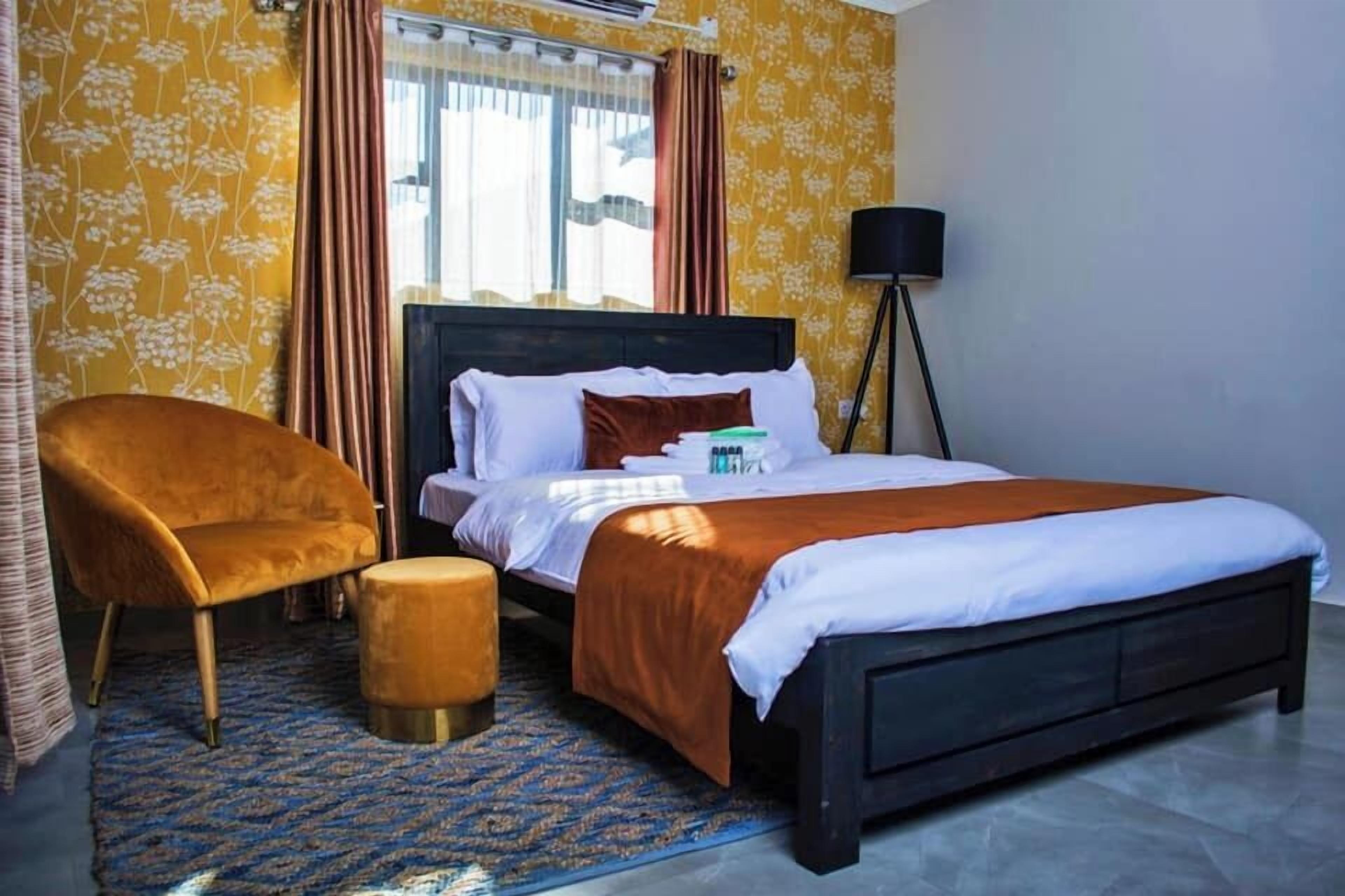 Individually decorated, individually furnished, desk, laptop workspace