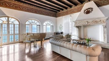 21-inch flat-screen TV with cable channels, TV