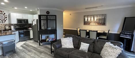 TV, fireplace, video games