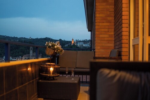 Barolo area. Cozy Design app With panoramic view. Amazing interior and furniture