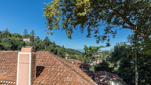Ein traditionelles Gebäude mit Terrakotta-Dachziegeln, umgeben von üppiger Vegetation und blauem Himmel.