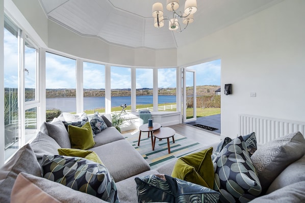 TV connectée, cheminée, livres