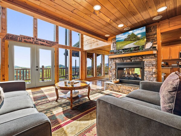 TV, fireplace, video games, DVD player