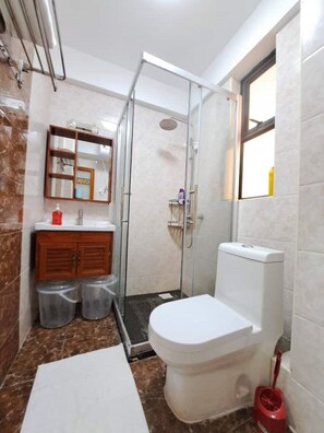 Secador de pelo, toallas, jabón, papel higiénico