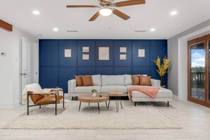 Smart TV, fireplace, video games, offices