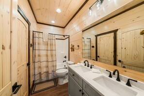 Hair dryer, towels, toilet paper