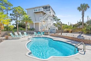 Outdoor pool, a heated pool - Cape Breeze - 4 bed/3 bath Cape San Blas OASIS with amazing pool! (Port St. Joe)