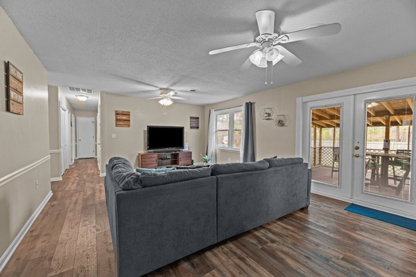 Fun-filled entertainment area. Perfect for movies, gatherings and relaxation.