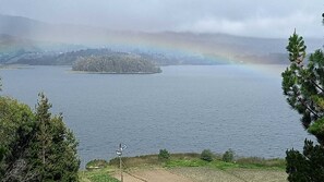 Shower, towels, soap, toilet paper