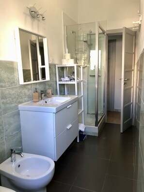 Dusche, Haartrockner, Bidet, Handtücher