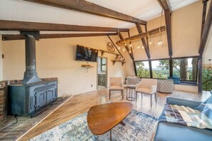 Smart TV, fireplace, DVD player