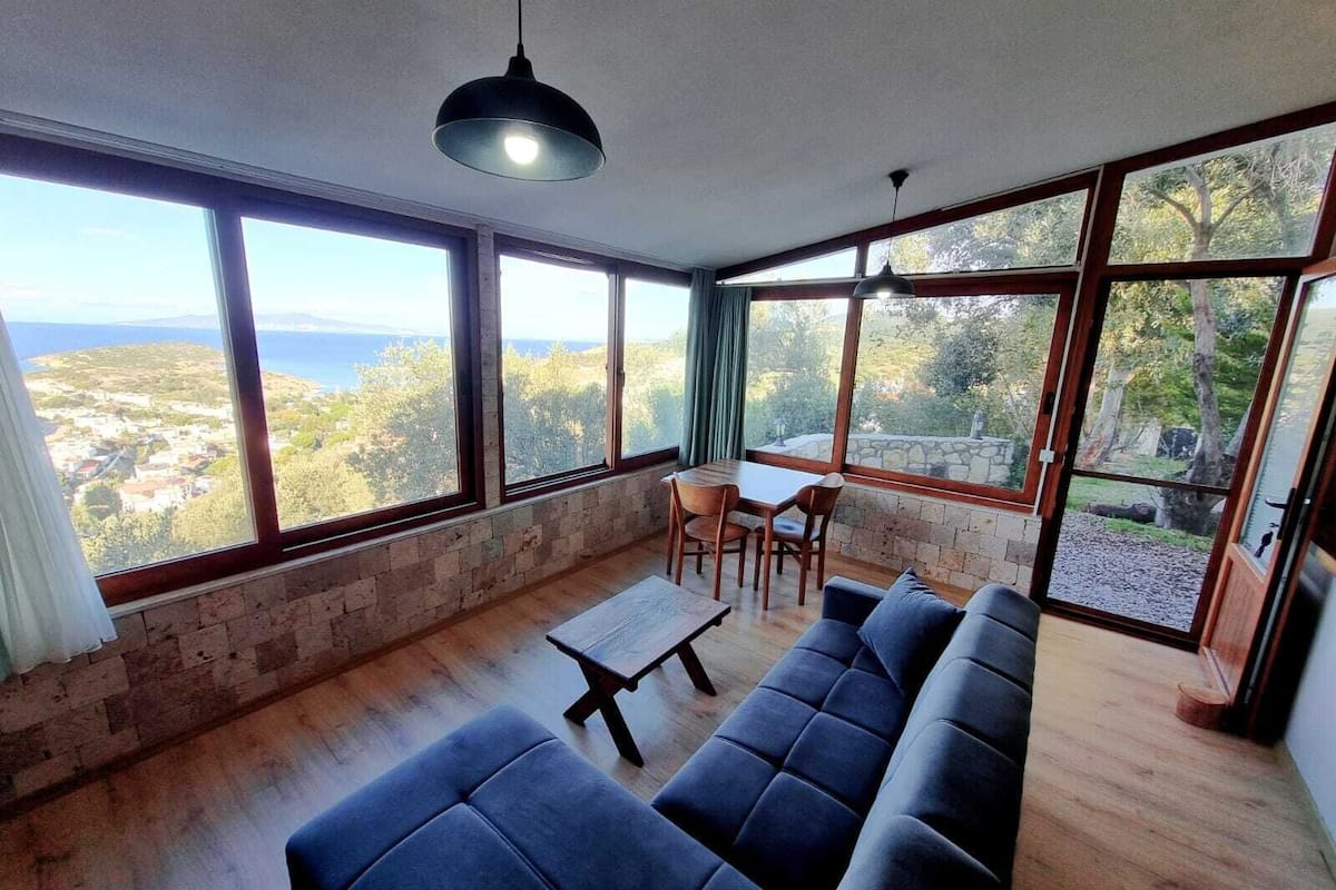 Studio Panoramique, 1 grand lit et 1 canapé-lit, vue mer, cÎté montagne | Coin séjour