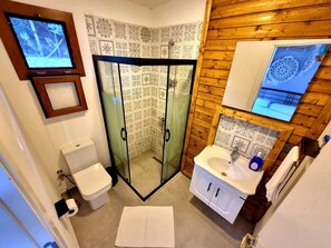 Panoramic Studio, 1 Queen Bed with Sofa bed, Sea View, Mountainside | Bathroom | Shower, hair dryer, towels, soap - Sole Foca ( Ages 12+ ) (Foça)