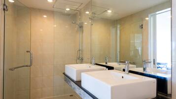 Hair dryer, towels, toilet paper