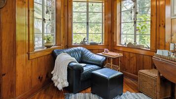 Smart TV, caminetto, libri, biblioteca musicale