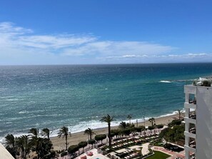 A beachfront hotel with a pool area, palm trees, and ocean views. - MARBELLA CENTER VISTAS AL MAR (Marbella)