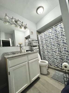 Hair dryer, towels, soap, shampoo - Renovated Townhome near Cole Park and Downtown Corpus Christi  (Corpus Christi)