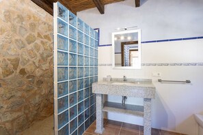 Shower, hair dryer, towels - 4 bedroom villa with barbecue and private pool (Selva)