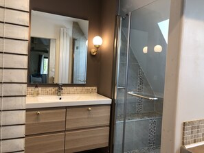 Shower, hair dryer, towels, soap - En Campagne un Petit Studio Douillet, Tout Équipé, à Deux pas D'azay le Rideau (Cheillé)