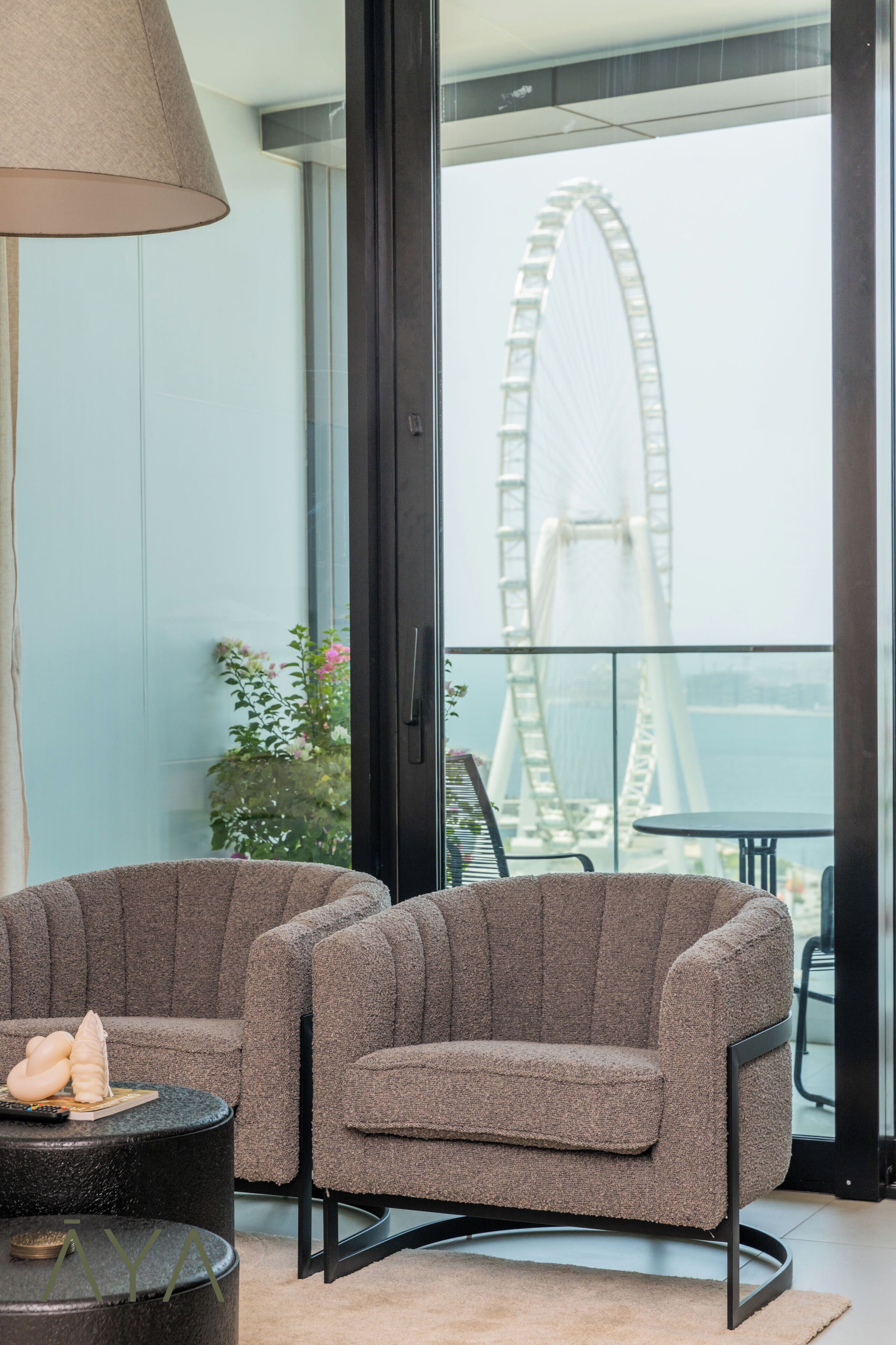 Design Apartment, Balcony, Sea View | Living area | 75-inch Smart TV with cable channels, Netflix, streaming services