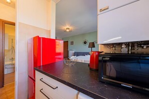 Kühlschrank, Mikrowelle, Herdplatte, Geschirrspüler