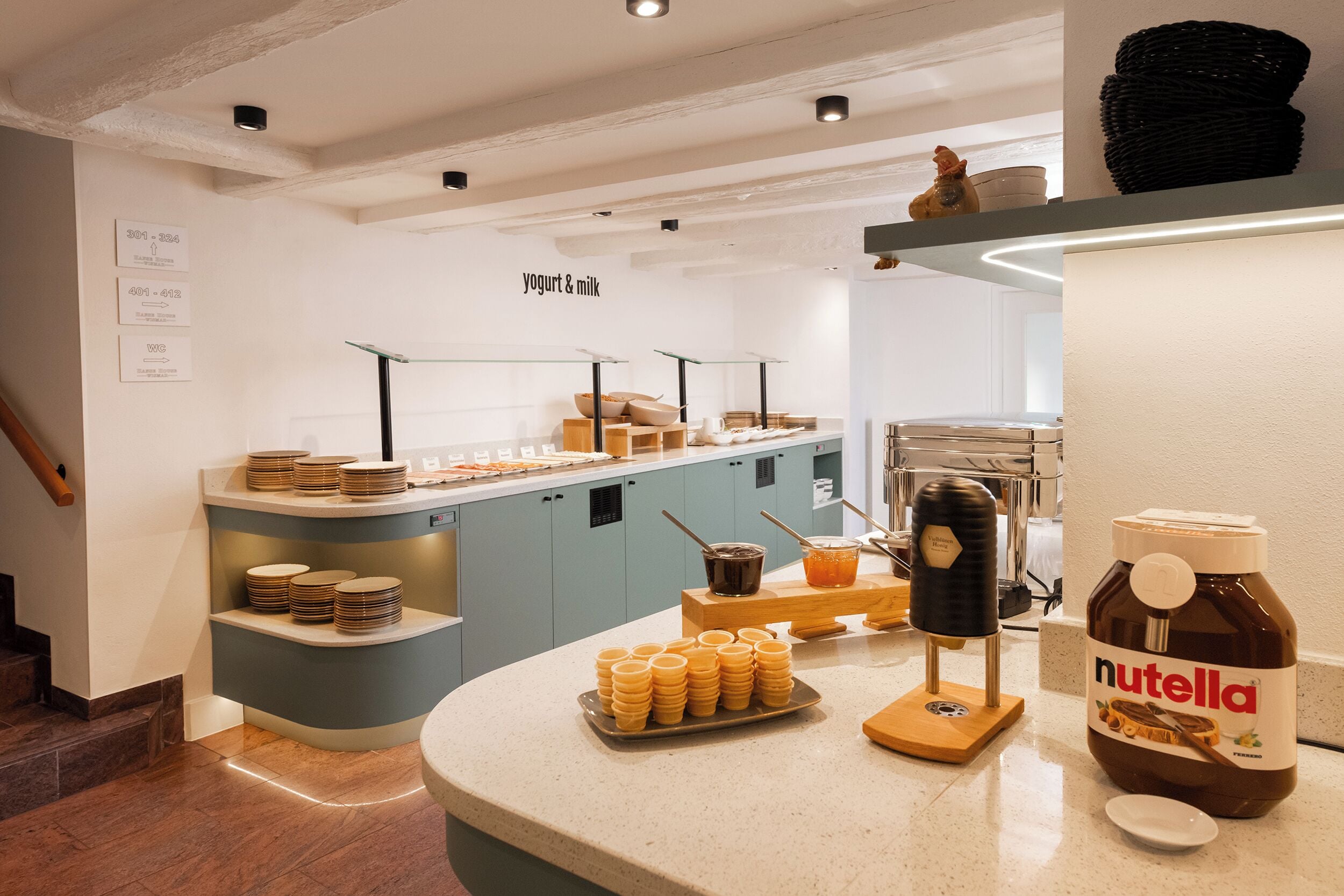 Café da manhã com buffet todos os dias mediante uma taxa