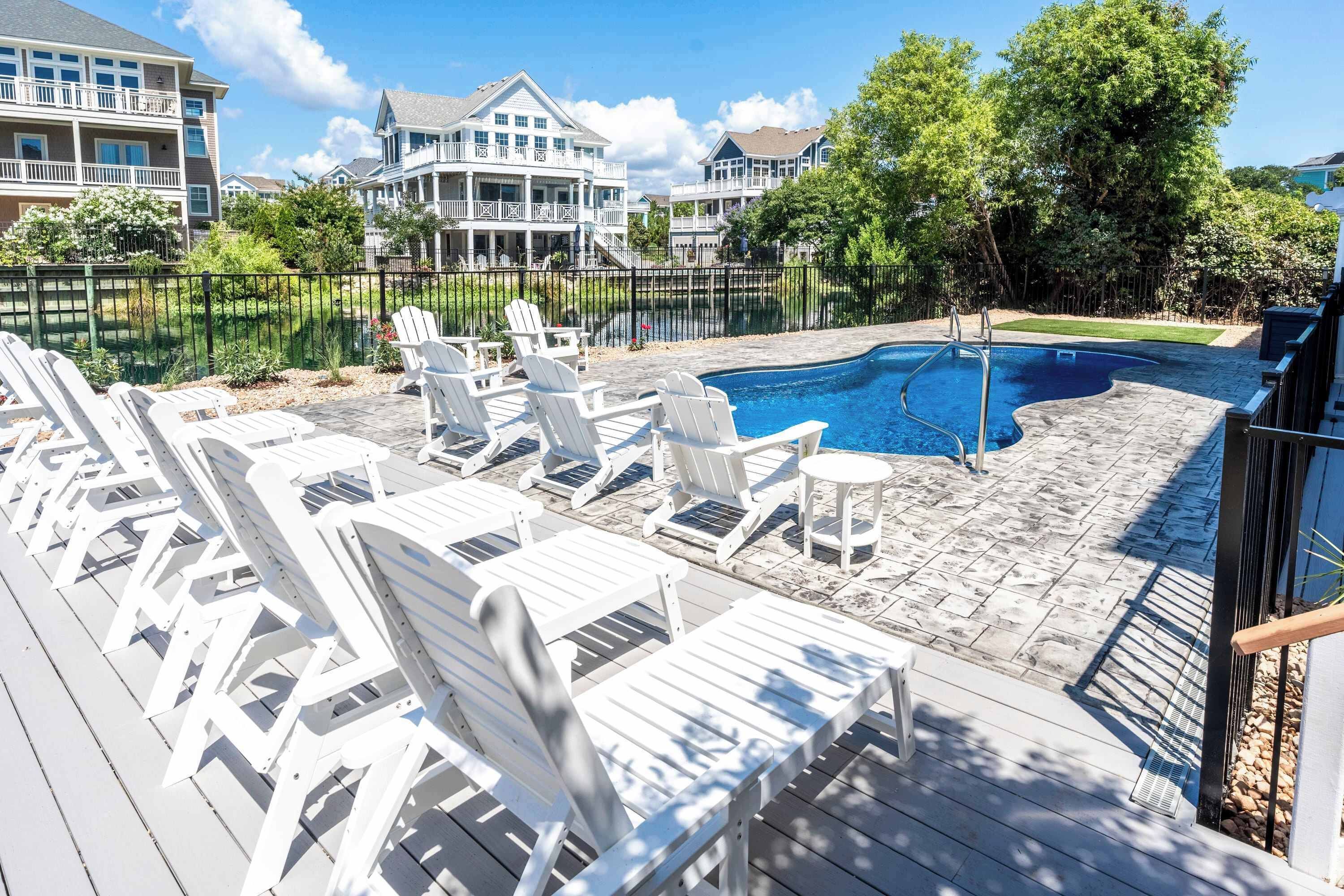 Private pool with Lounge Chairs and Spacious Decking (Open April thru Mid Oct)