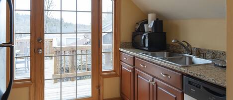 Fridge, microwave, coffee/tea maker