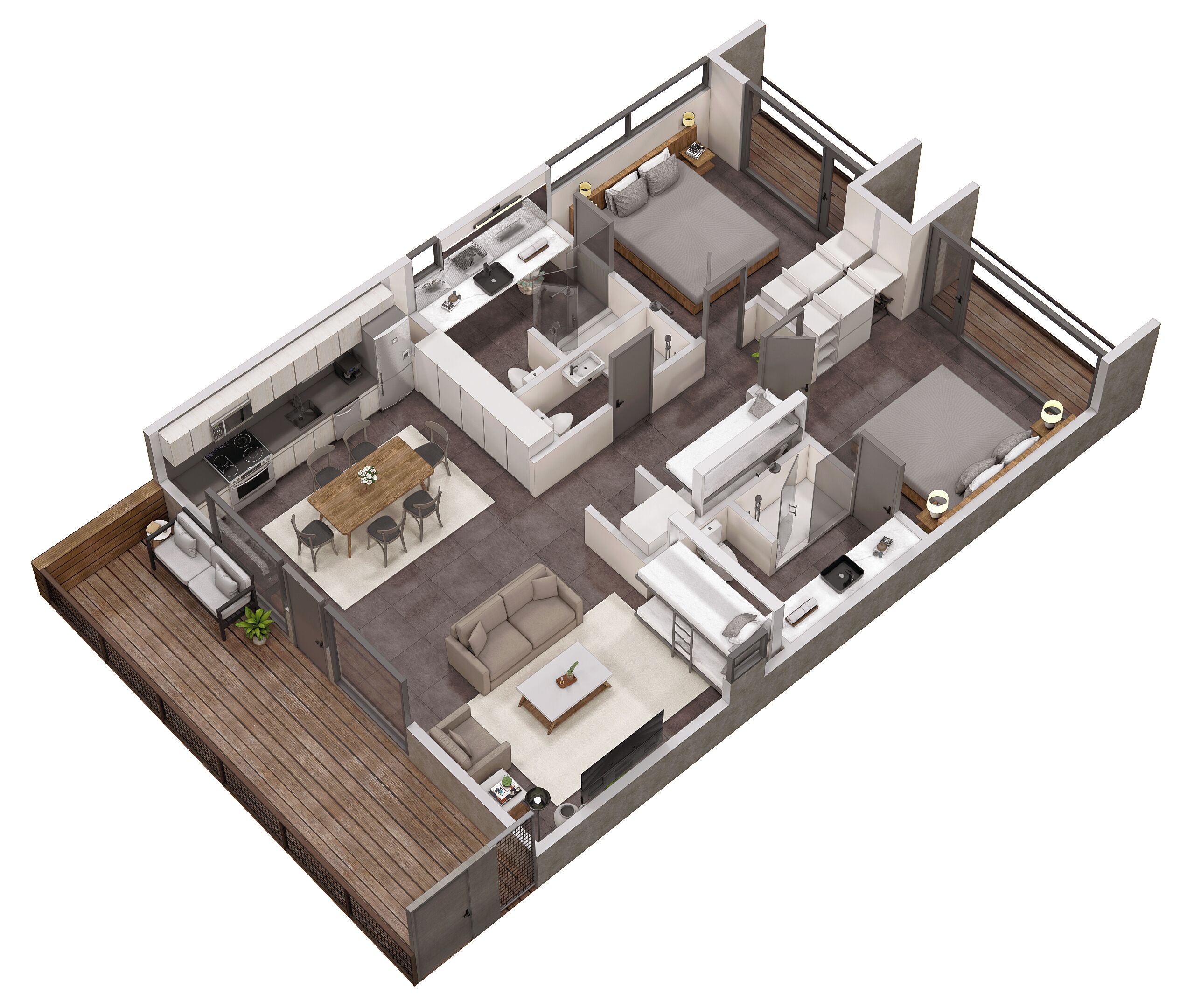 Deluxe 2 King Bedrooms, Multiple Beds, Sleeps 11ppl | Floor plan