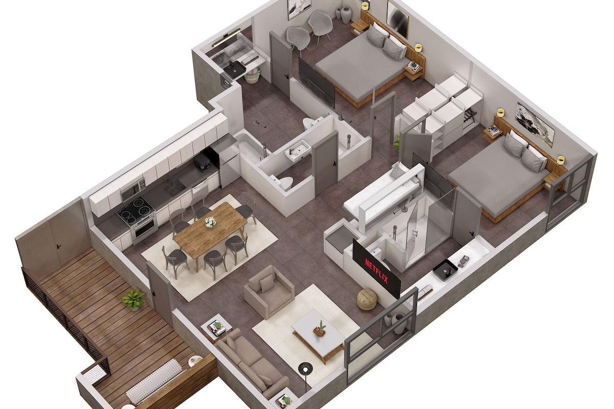 Kondominium Panorama | Kamar mandi | Shower dan handuk