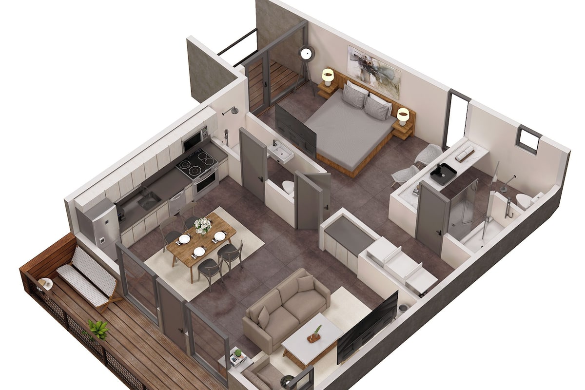 Deluxe 1 Bedroom w/ Sofabed | Denah