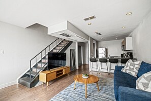Deluxe Loft, Balcony | Living area - Littlefield Lofts, hosted by Placemakr - 6th Street (Austin)