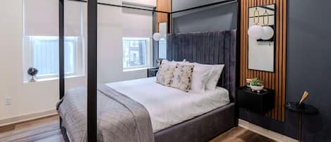 Individually decorated, individually furnished, desk, iron/ironing board