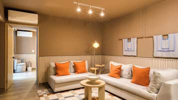 Apartamento conforto, 2 quartos, para não fumantes, cozinha | Área de estar | Smart TV 32 polegadas com canais digitais