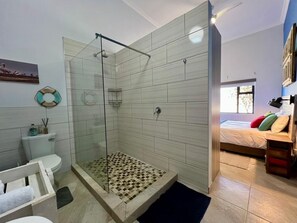 Douche, sèche-cheveux, serviettes fournies, papier toilette