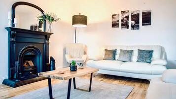 Smart TV, fireplace, video games, books