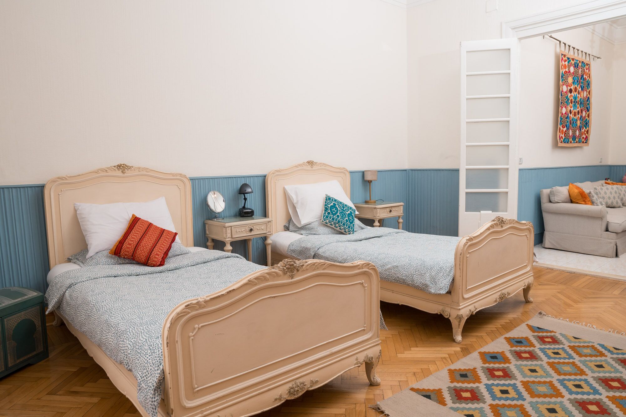 2 bedrooms, desk, iron/ironing board, travel cot