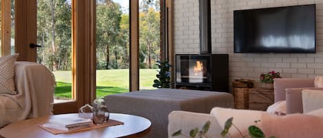 Télévision, cheminée, chaßne hi-fi, espaces bureaux