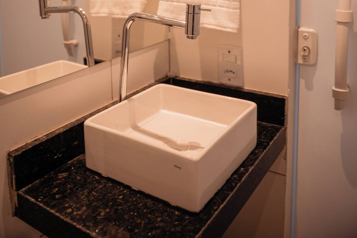 Shower, towels, soap, shampoo