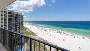 A high-rise hotel with balconies overlooking a beach. - Edgewater T2 #911- 2 BR + Hall Bunks! (Panama City Beach)